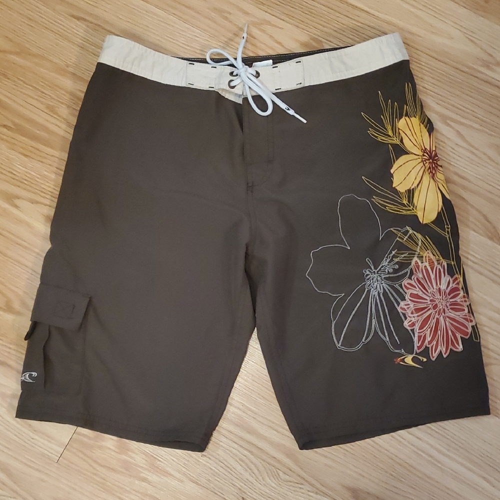 Vintage O'Neill Girls Juniors Size 7 Boardshorts - Floral Print Swim Shorts